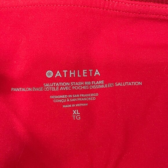 ATHLETA Salutation Stash Rib Flare Pants  Side Pockets Red Size XL Yoga Active - Picture 6 of 6